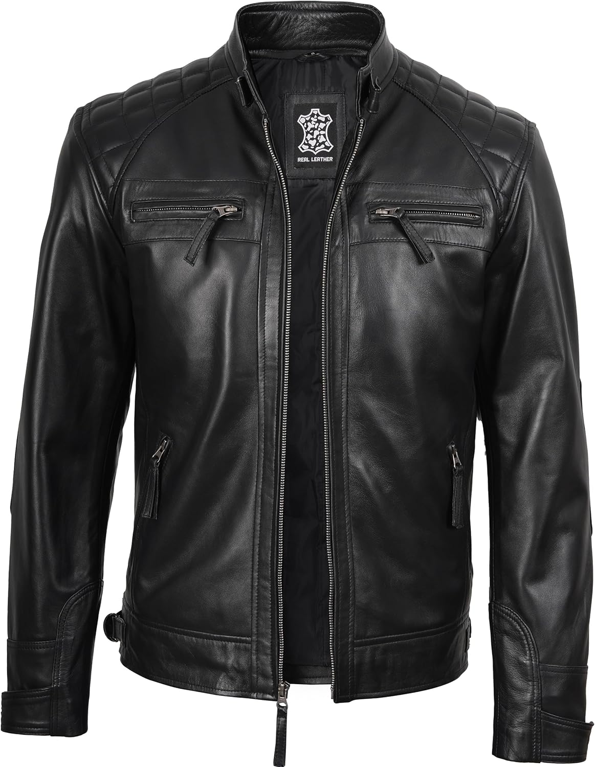 Decrum Black Mens Leather Jackets - Veste En Cuir Hommes Retro